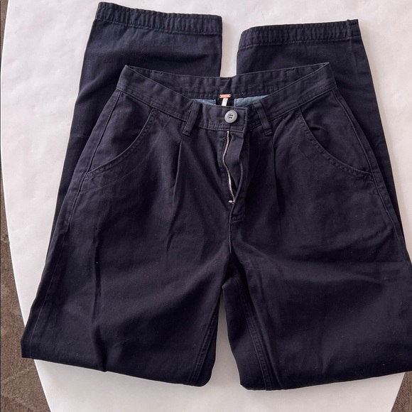 Free People Lotta Love Barrel Leg Relaxed Casual Cotton Pants Black 0 / 25" $128 - Picture 6 of 12